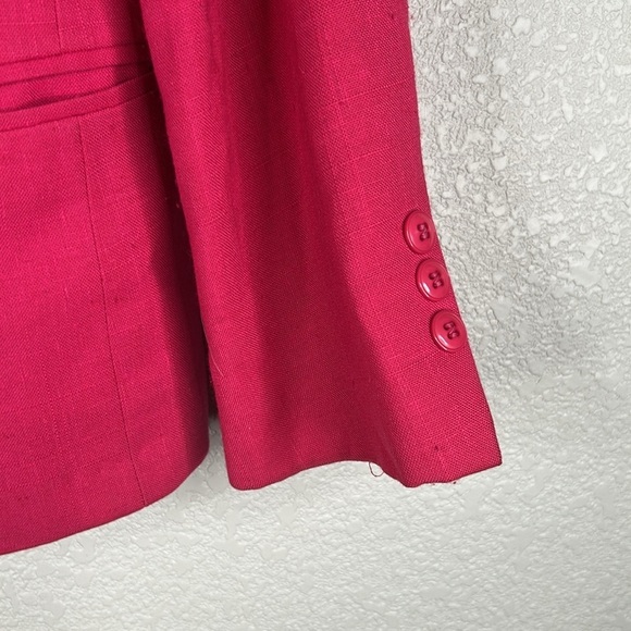 Bretton Place Petite Hot Pink Linen Blend Vintage Business Blazer Size Medium - Picture 5 of 7